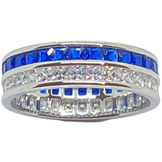 Blue Sapphire and White CZ Eternity Ring Rings TRENDZIO 5