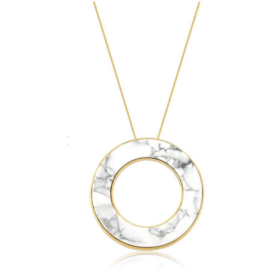 Bruna White Howlite Gold Necklace Necklaces Trendzio