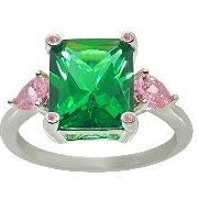 Classic Green Emerald Cut and Pink Sapphire Ring Rings Trendzio 5 