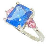 Classic Light Blue Sapphire With Pink Sapphire Side Stones Rings Trendzio