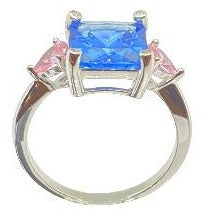 Classic Light Blue Sapphire With Pink Sapphire Side Stones Rings Trendzio