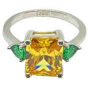 Classic Yellow Citrine and Green CZ Stone Ring Rings Trendzio
