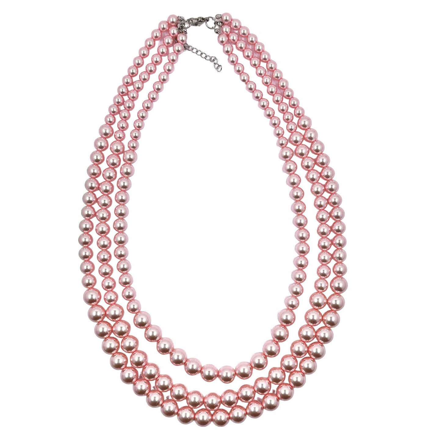 Delsia 3 Strand Pearl Necklace necklace TRENDZIO Pink