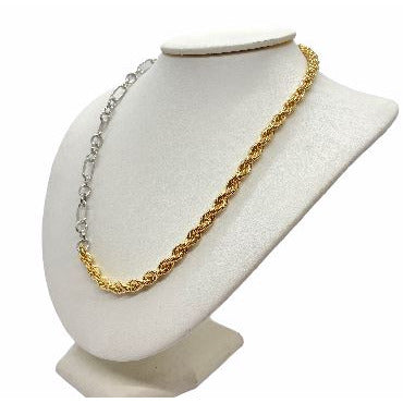 Geometric Bicolor Link Statement Necklace necklace Trendzio
