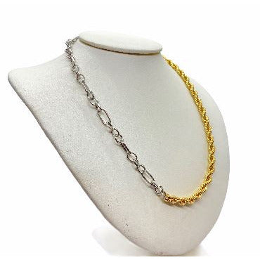 Geometric Bicolor Link Statement Necklace necklace Trendzio