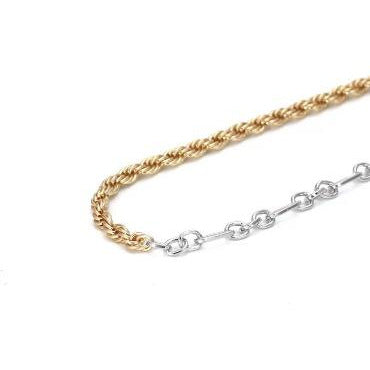 Geometric Bicolor Link Statement Necklace necklace Trendzio