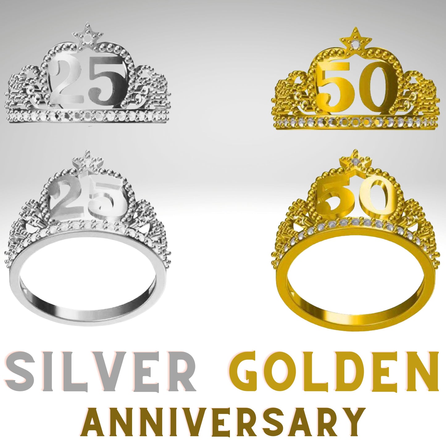 Golden Silver Anniversary Rings Rings TRENDZIO