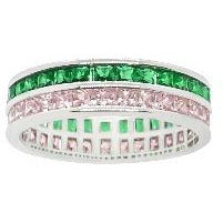 Green Emerald and Pink Sapphire Eternity Ring Rings Trendzio 5