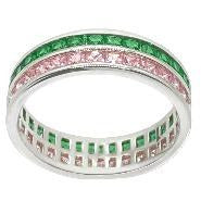 Green Emerald and Pink Sapphire Eternity Ring Rings Trendzio