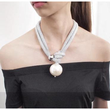 Handmade Unique Adjustable Rope Necklace with Big Pearl necklace Trendzio