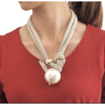 Handmade Unique Adjustable Rope Necklace with Big Pearl necklace Trendzio