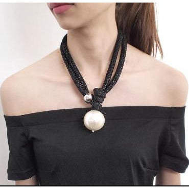 Handmade Unique Adjustable Rope Necklace with Big Pearl necklace Trendzio