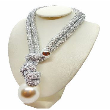 Handmade Unique Adjustable Rope Necklace with Big Pearl necklace Trendzio