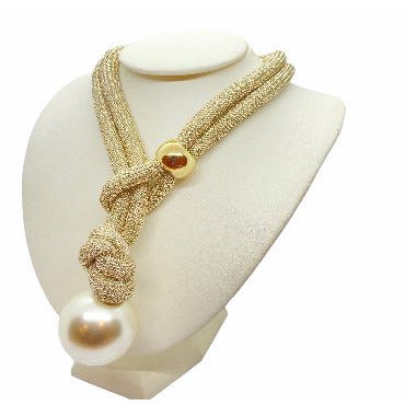 Handmade Unique Adjustable Rope Necklace with Big Pearl necklace Trendzio