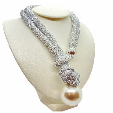 Handmade Unique Adjustable Rope Necklace with Big Pearl necklace Trendzio