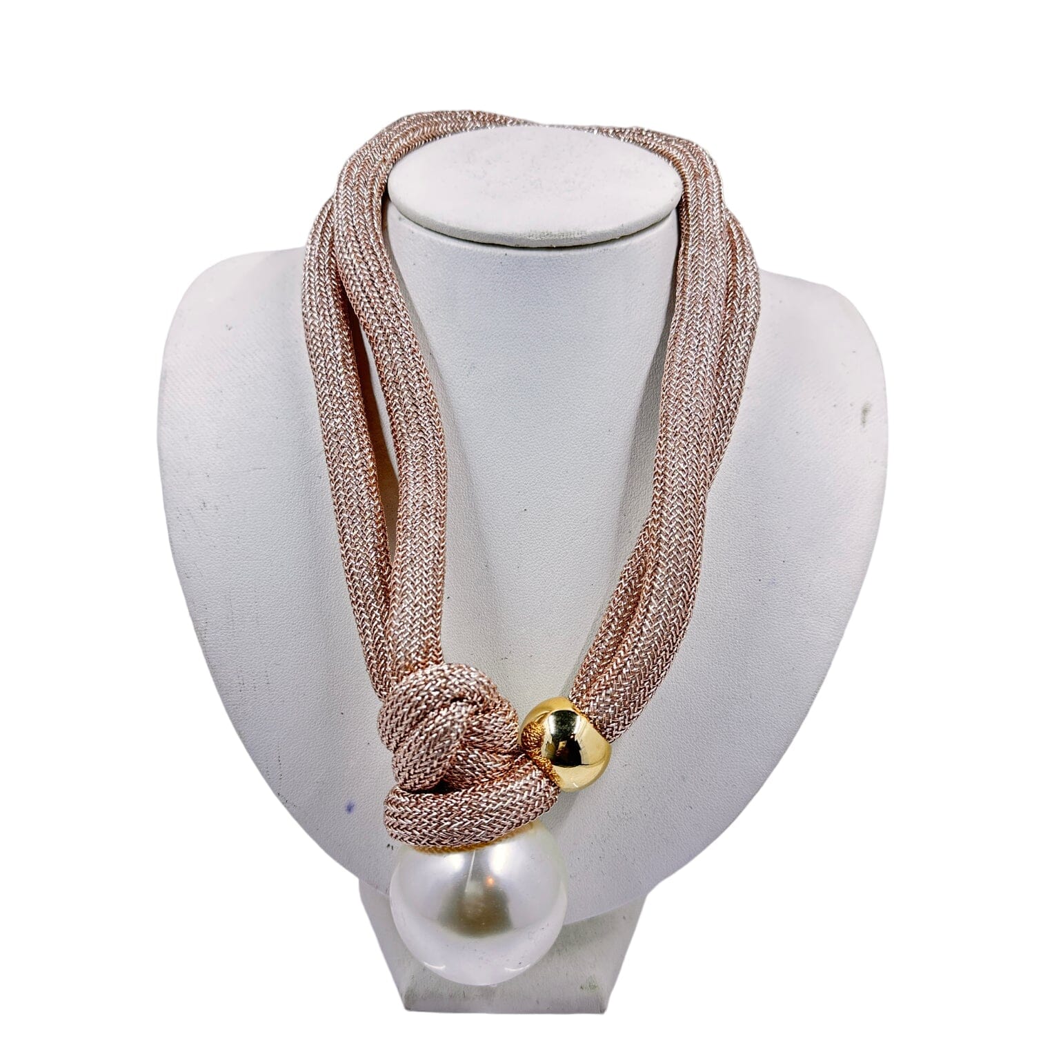 Handmade Unique Adjustable Rope Necklace with Big Pearl Necklaces Trendzio Rose Gold