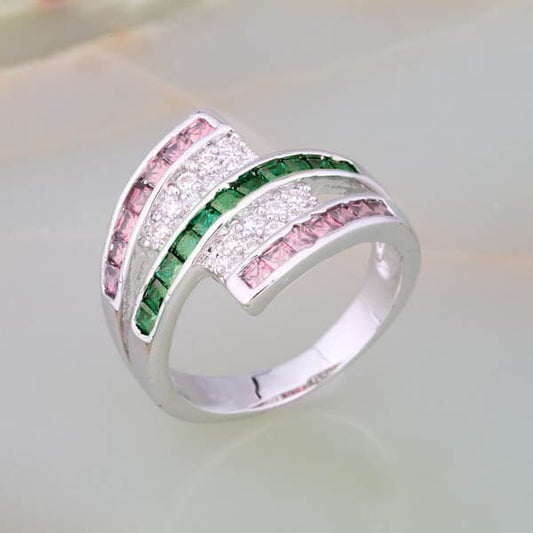 Laila Pink Sapphire Green Emerald Ring Rings Trendzio 6