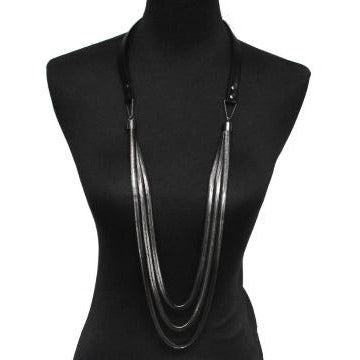 Leather and Gold Chain Multi Layered Necklace necklace Trendzio