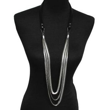 Leather and Gold Chain Multi Layered Necklace necklace Trendzio