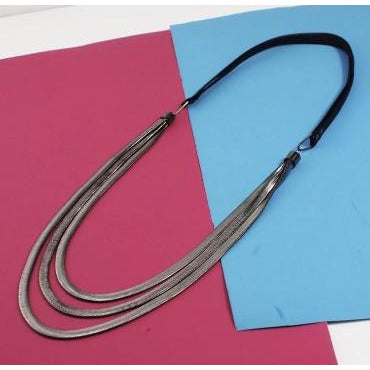 Leather and Gold Chain Multi Layered Necklace necklace Trendzio Black