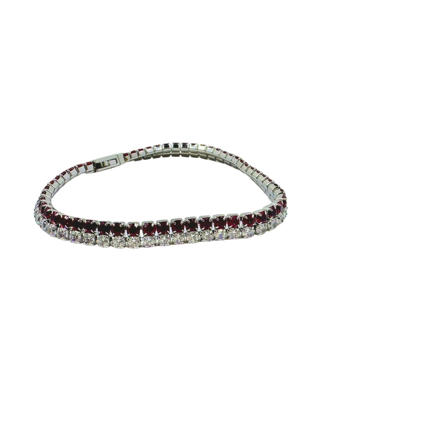 Nara Double Row Cubic Zirconia Tennis Bracelet Red and White Bracelets TRENDZIO 7 inches