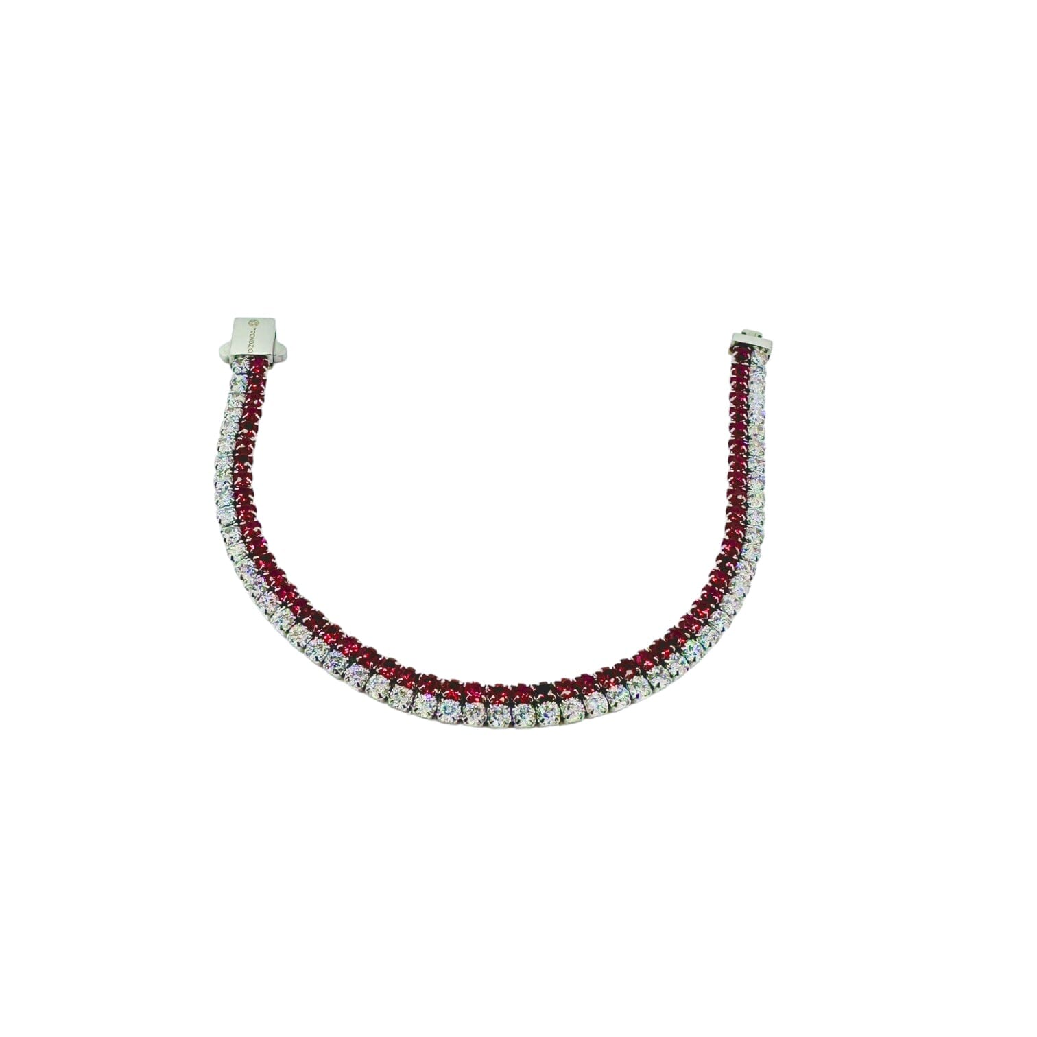 Nara Double Row Cubic Zirconia Tennis Bracelet Red and White Bracelets TRENDZIO
