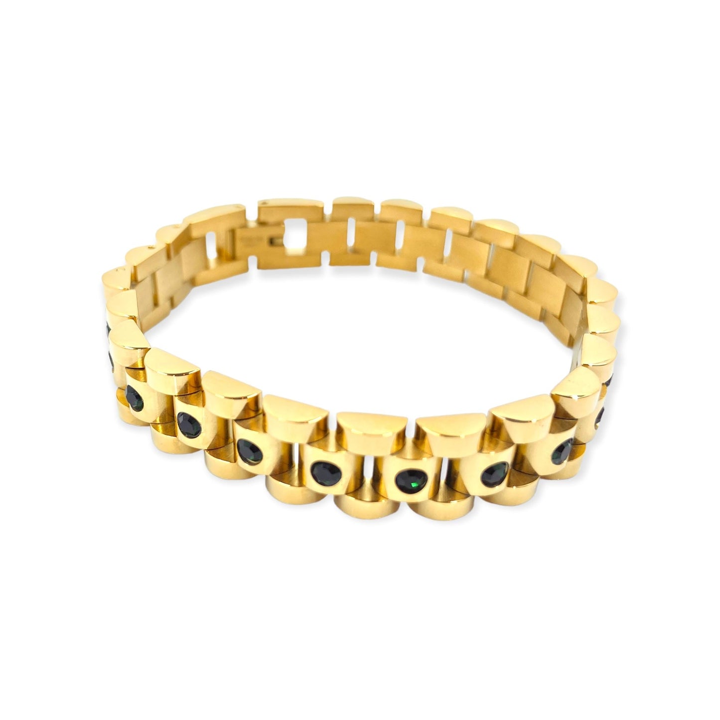 Ostrada Gold and Emerald Green CZ Bracelet Bracelets Trendzio