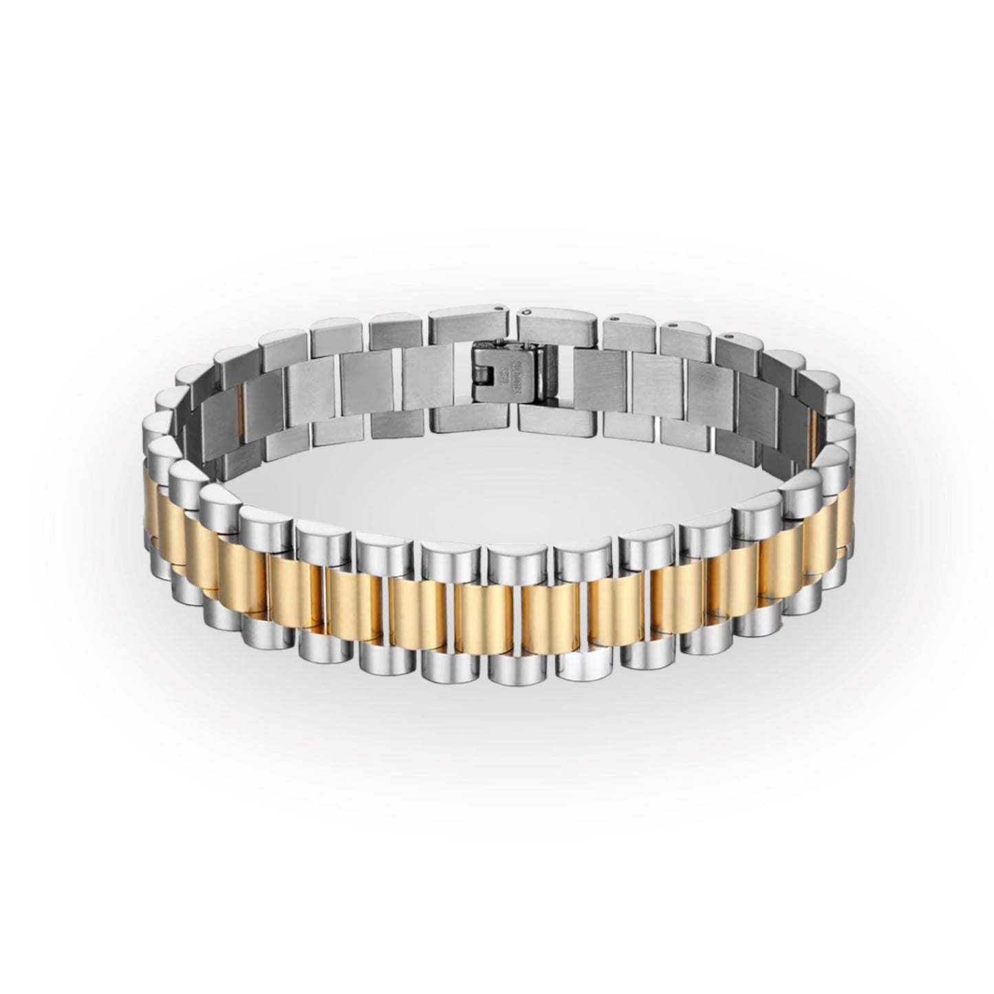 Ostrada Two Tone Gold 15mm Mens Bracelet Bracelets Trendzio 8.0 inches