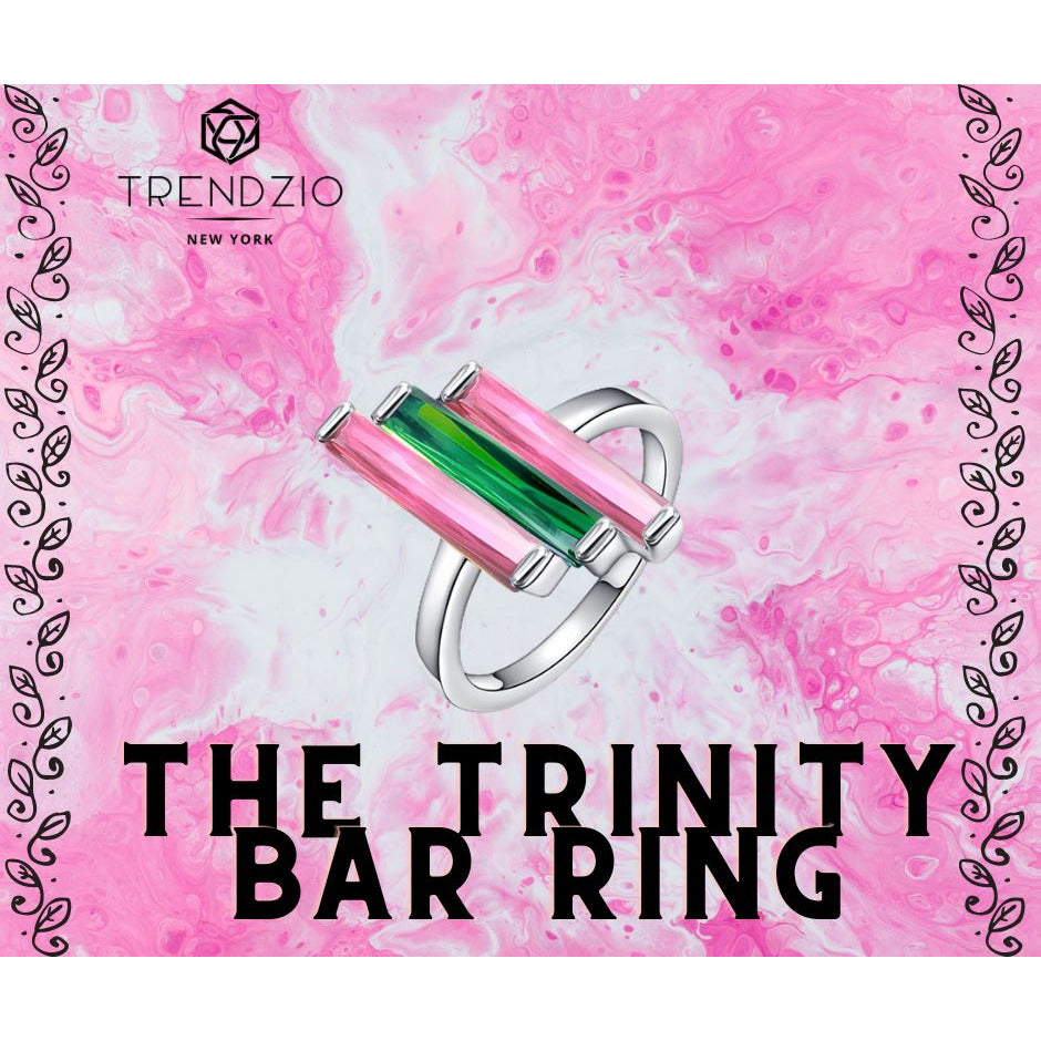 Pink and Green Trinity Bar Ring Rings TRENDZIO