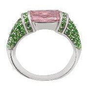 Pink Sapphire and Green Emerald Pinky Ring Rings Trendzio