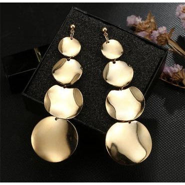 Round Disc Statement Dangle Earrings Earrings Trendzio