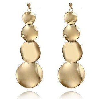 Round Disc Statement Dangle Earrings Earrings Trendzio Gold