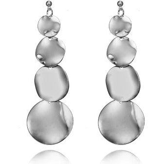 Round Disc Statement Dangle Earrings Earrings Trendzio Silver