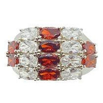 Ruby Red and White CZ Baguette Cluster Ring Rings Trendzio