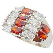 Ruby Red and White CZ Baguette Cluster Ring Rings Trendzio