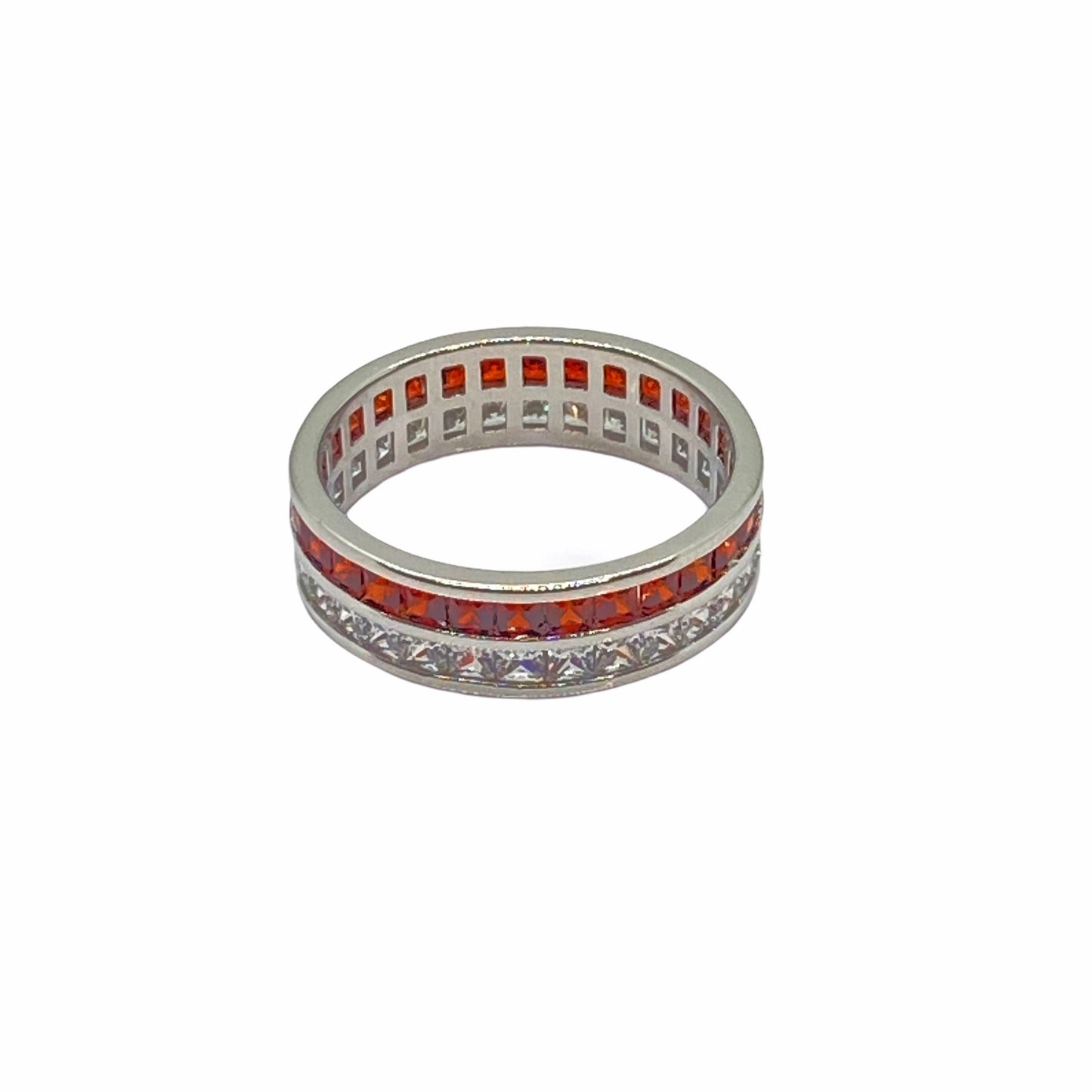 Ruby Red and White CZ Eternity Ring Rings TRENDZIO