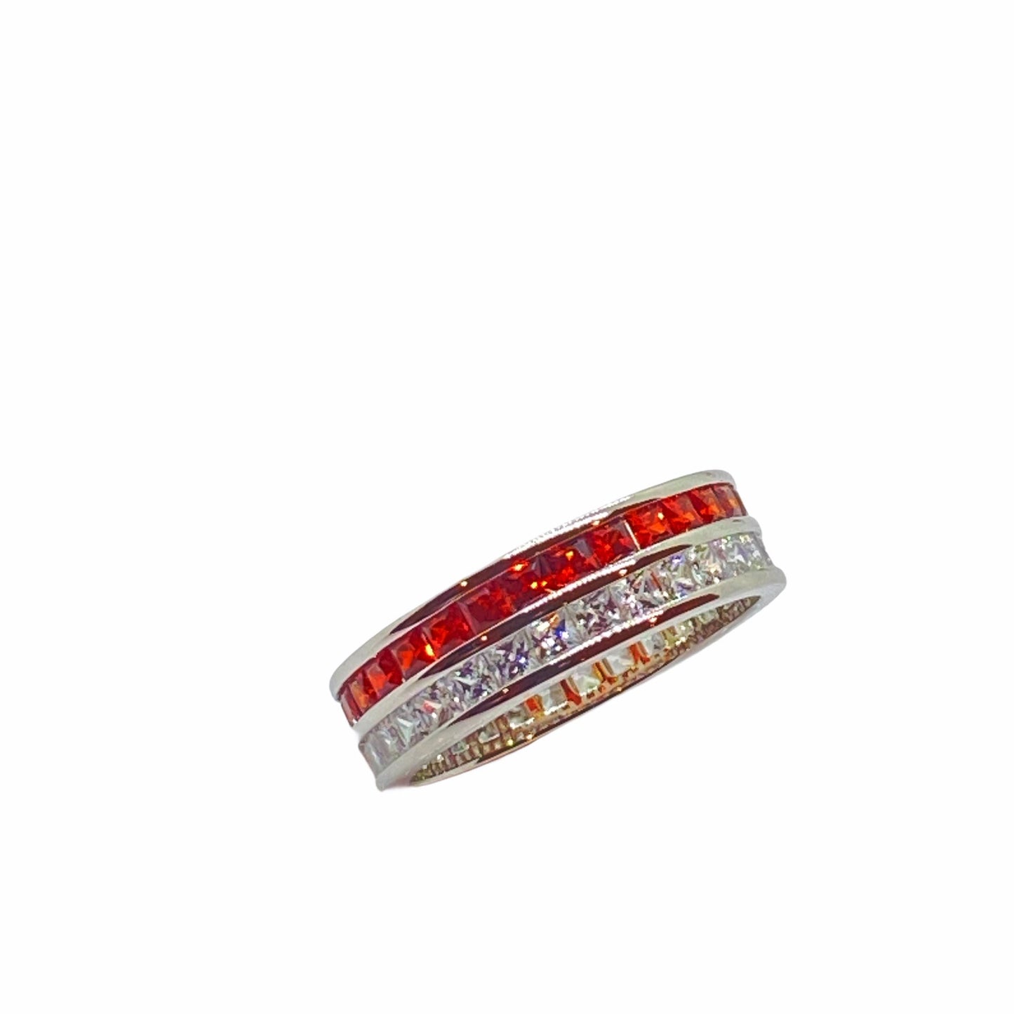 Ruby Red and White CZ Eternity Ring Rings TRENDZIO