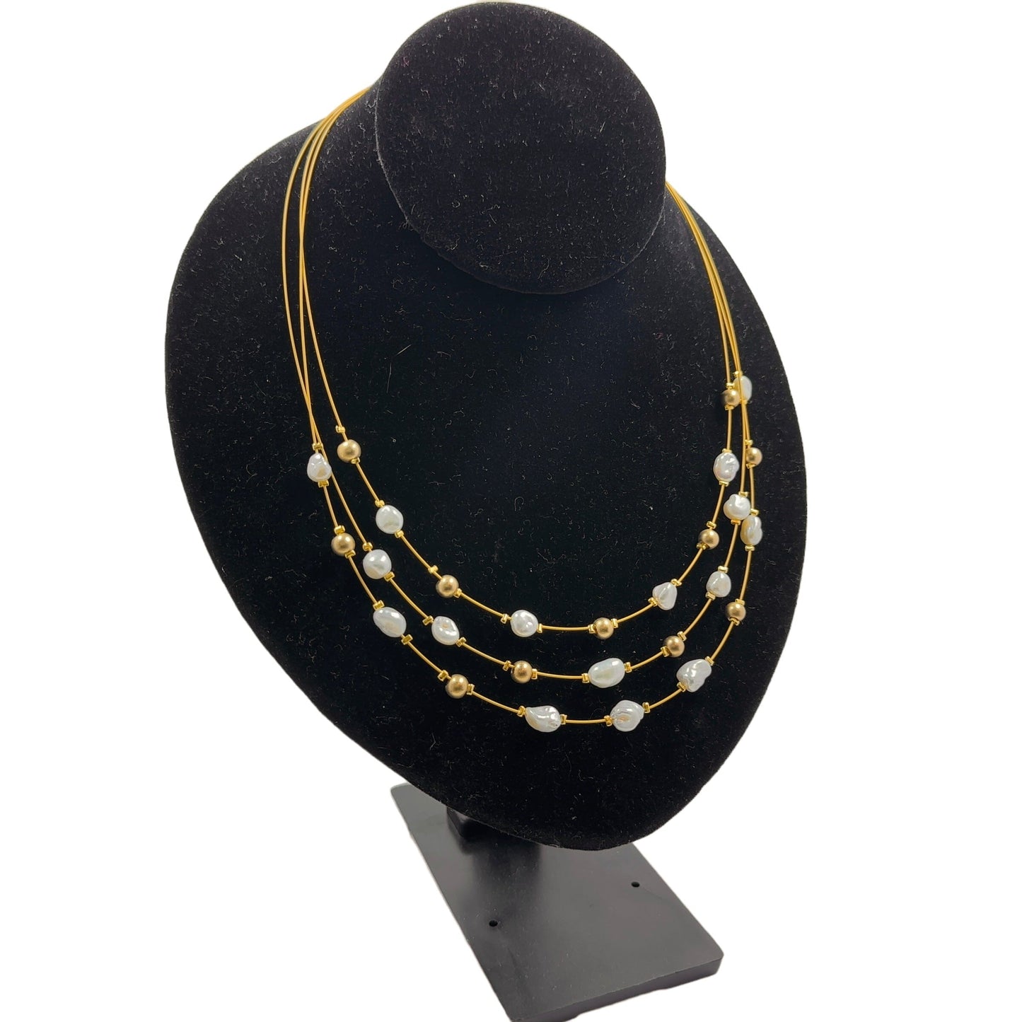 Sea Lily 3 Strand Japanese Keisha Pearl Necklace Necklaces Sea Lily