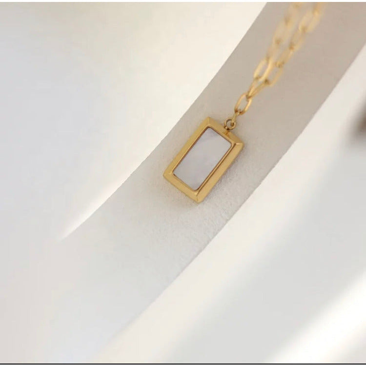 Sidney Square Mother of Pearl Pendant Necklace Necklaces TRENDZIO