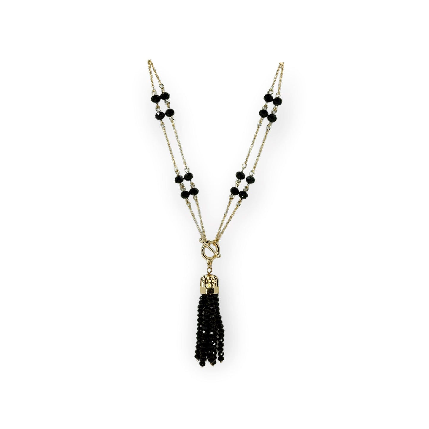 Soldana Gold Tassel Necklace Necklaces Trendzio Black Crystal