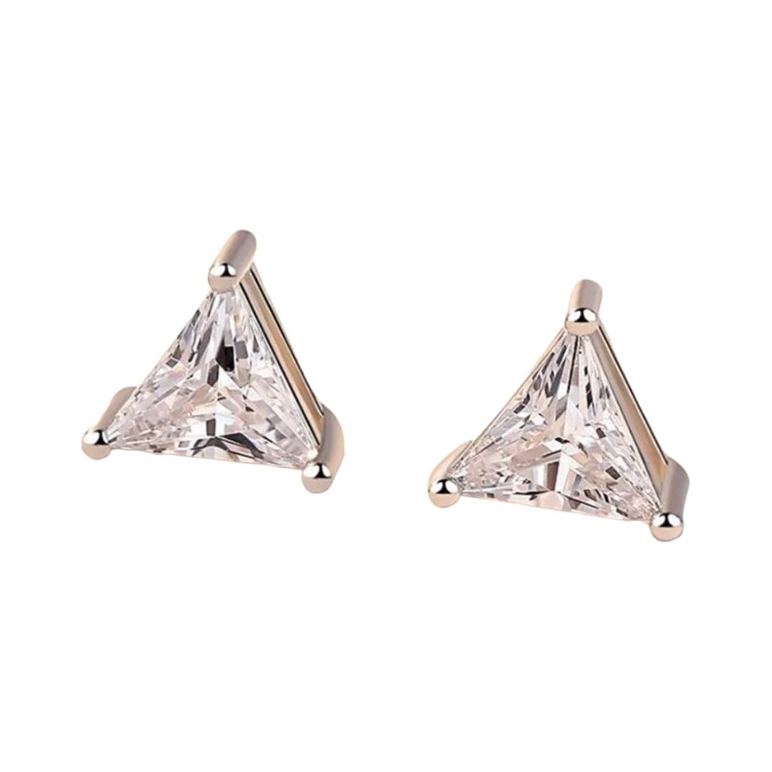 Sterling Silver Triangle Diamond Earrings Earrings Trendzio