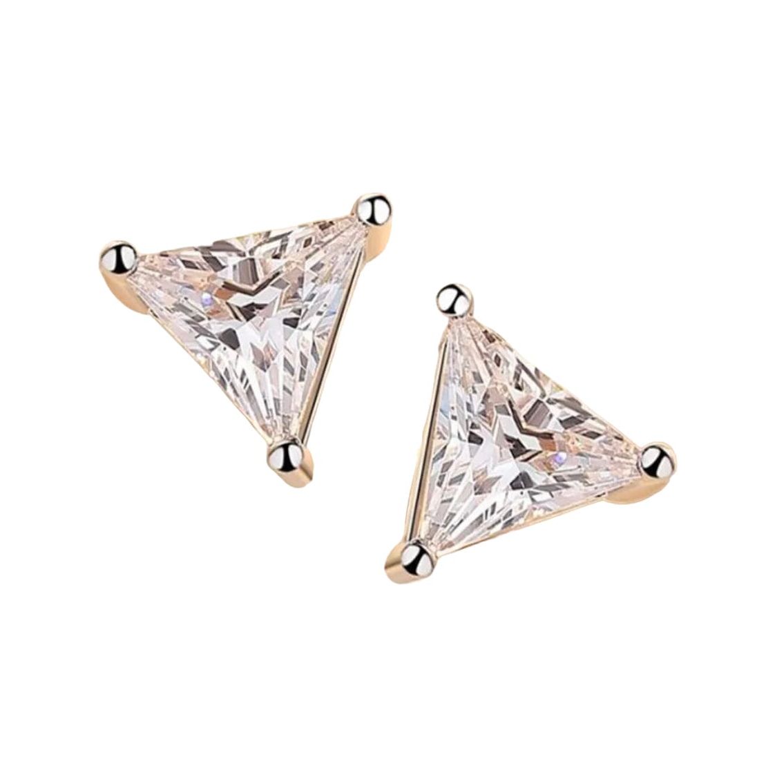Sterling Silver Triangle Diamond Earrings Earrings Trendzio