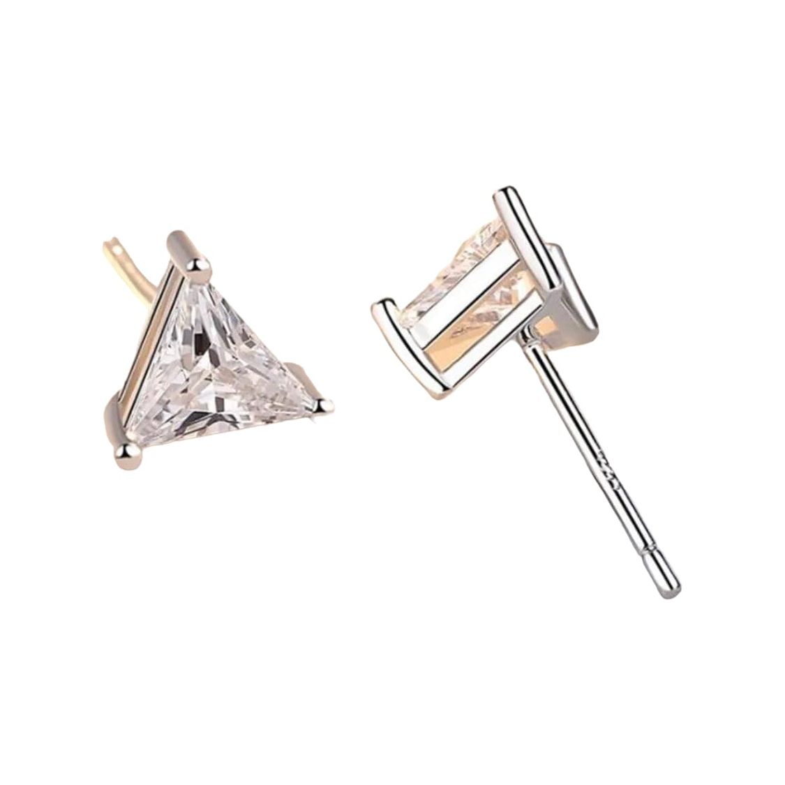 Sterling Silver Triangle Diamond Earrings Earrings Trendzio