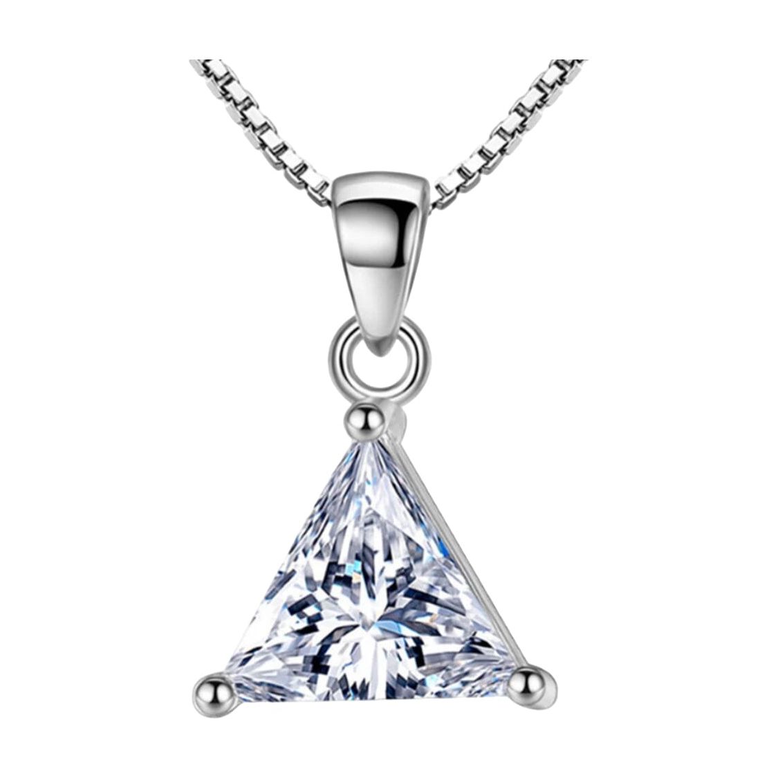 Sterling Silver Triangle Diamond Necklace Necklaces Trendzio