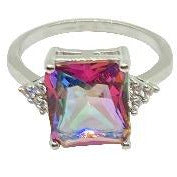 Stunning Pink and Green Infused Crystal Ring Rings Trendzio