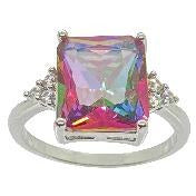 Stunning Pink and Green Infused Crystal Ring Rings Trendzio 6
