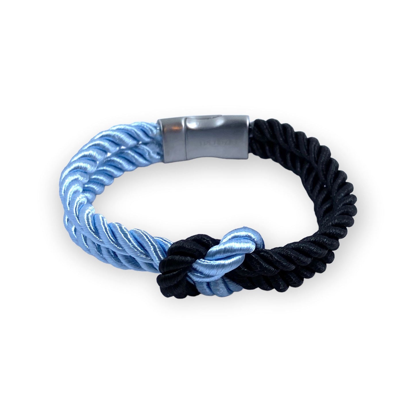 The Original Love Knot Satin Rope Bracelet- Black and Lt. Blue Bracelets Trendzio Black and Lt. Blue