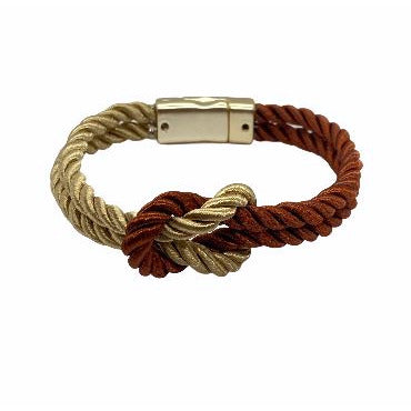 The Original Love Knot Satin Rope Bracelet- Brown and Old Gold Bracelets Trendzio Brown and Old Gold