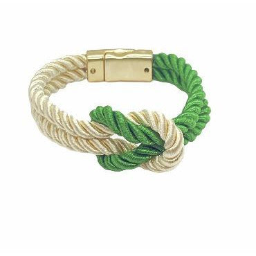 The Original Love Knot Satin Rope Bracelet- Green and White Bracelets Trendzio Green and White