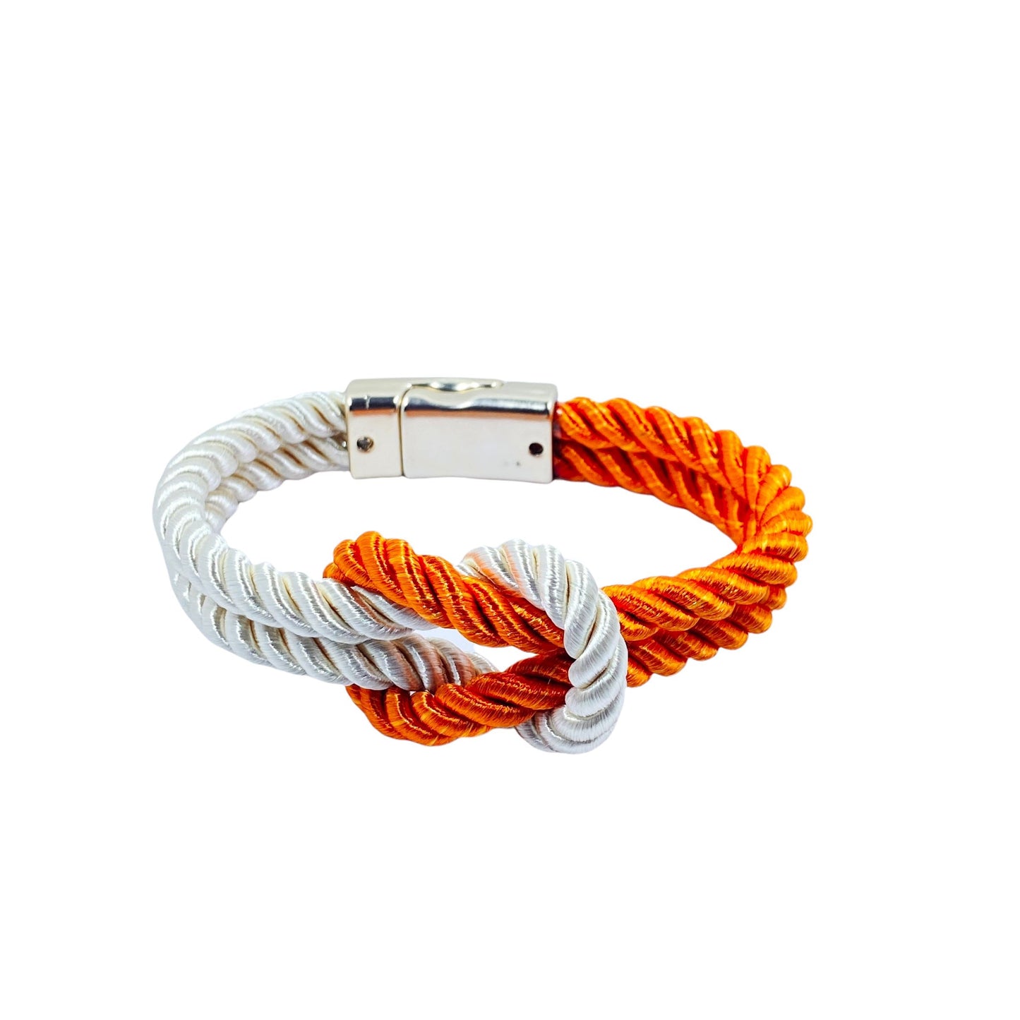 The Original Love Knot Satin Rope Bracelet- Orange and White Bracelets Trendzio Orange and White